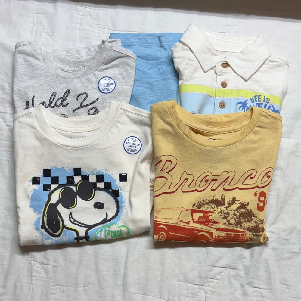 NWT‎ Garanimals 365Kids 5-Pack Graphic Tees & Polo Set Size 5 Snoopy Ford Bronco
